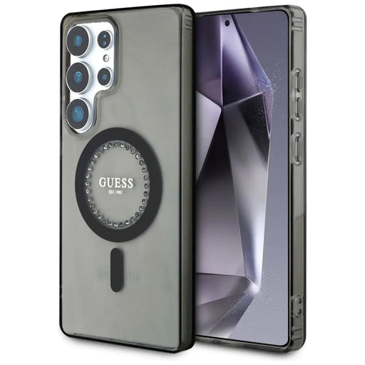 Guess Rhinestones Printed Classic Logo MagSafe Samsung Galaxy S25 Ultra case black - Cell phone cases
