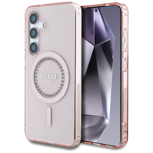 Guess Rhinestones Printed Classic Logo MagSafe Samsung Galaxy S25 Case Pink - Cell phone cases and covers<<<HurtelXML