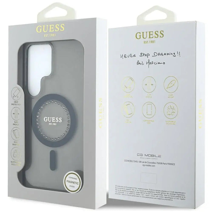 Guess Rhinestones Printed Classic Logo MagSafe Samsung Galaxy S25 Ultra case black - Cell phone cases