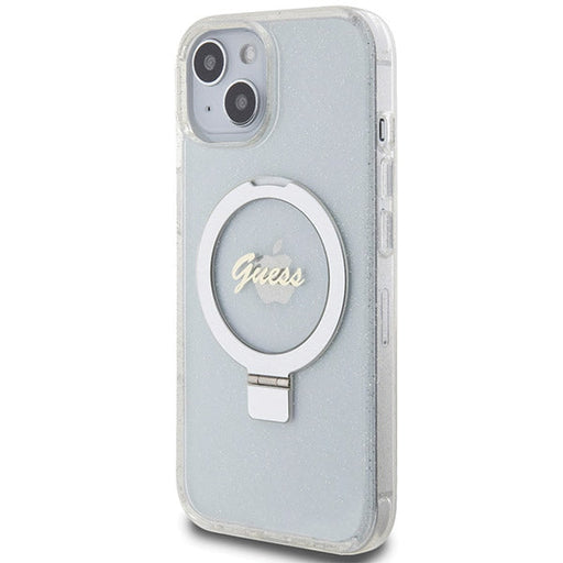 Guess Ring Stand Script Glitter MagSafe case for iPhone 15 / 14 / 13 - transparent - Cell phone cases