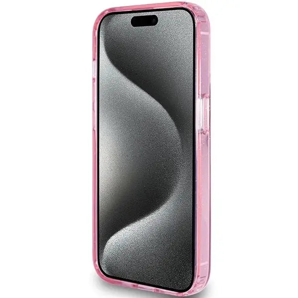 Guess Ring Stand Script Glitter MagSafe case for iPhone 15 Pro Max - pink - Cell phone cases and covers<<<HurtelXML