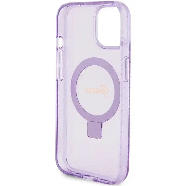 Guess Ring Stand Script Glitter MagSafe case for iPhone 15 - purple - Cell phone cases and covers<<<HurtelXML
