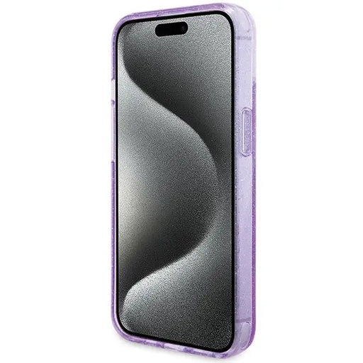 Guess Ring Stand Script Glitter MagSafe case for iPhone 15 - purple - Cell phone cases and covers<<<HurtelXML
