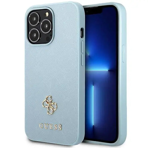 Guess Saffiano 4G Small Metal Logo Case for iPhone 13 Pro / 13 - Blue - Cell phone cases and covers<<<HurtelXML