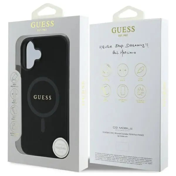 Guess Saffiano Classic Logo MagSafe case for iPhone 16 - black - Cell phone cases and covers<<<HurtelXML
