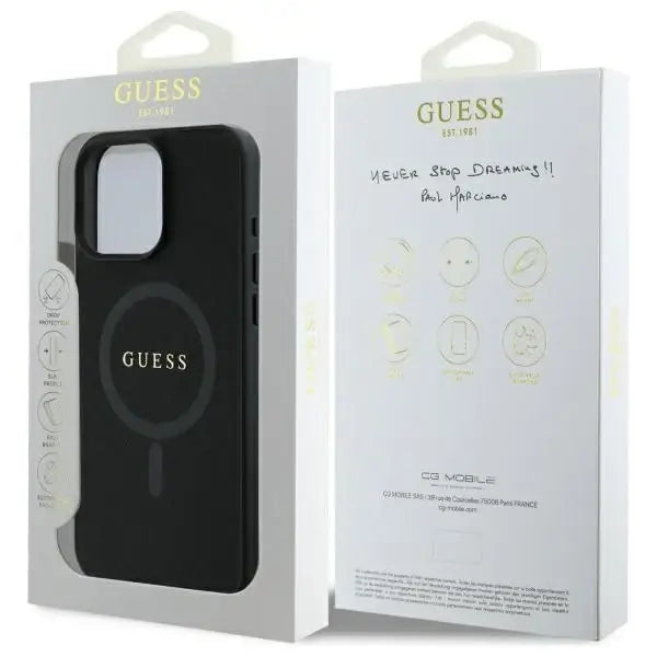 Guess Saffiano Classic Logo MagSafe Case for iPhone 16 Pro Max - Black - Cell phone cases and covers<<<HurtelXML