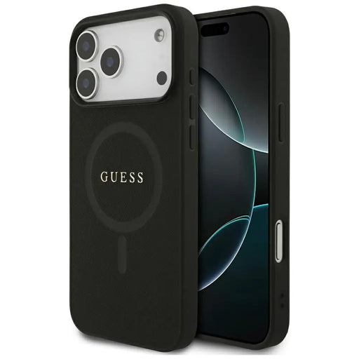 Guess Saffiano Classic Logo MagSafe Case for iPhone 17 Pro Max - Black - Cell phone cases and covers<<<HurtelXML