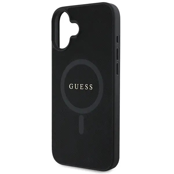 Guess Saffiano Classic Logo MagSafe iPhone 16 Plus Case - Black - Cell phone cases and covers<<<HurtelXML