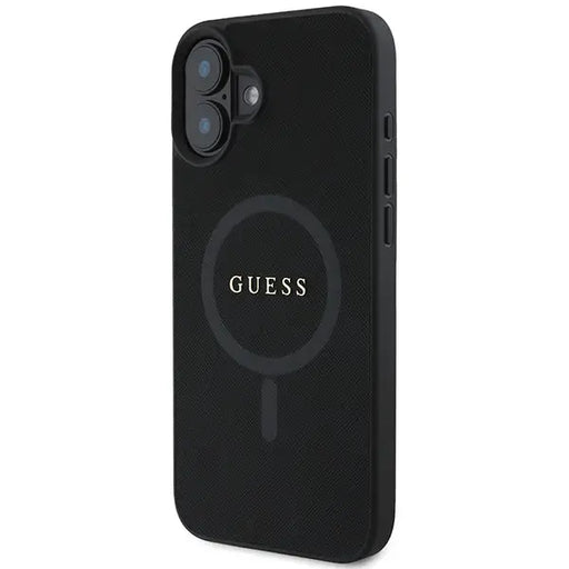 Guess Saffiano Classic Logo MagSafe iPhone 16 Plus Case - Black - Cell phone cases and covers<<<HurtelXML