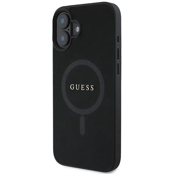 Guess Saffiano Classic Logo MagSafe iPhone 16 Plus Case - Black - Cell phone cases and covers<<<HurtelXML