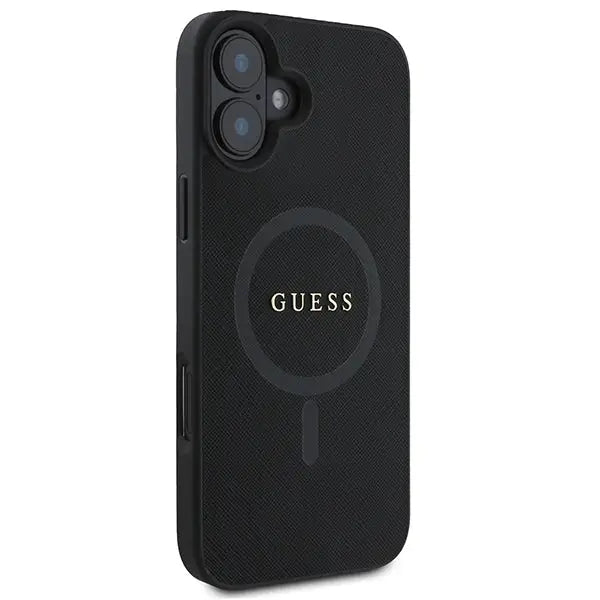 Guess Saffiano Classic Logo MagSafe iPhone 16 Plus Case - Black - Cell phone cases and covers<<<HurtelXML