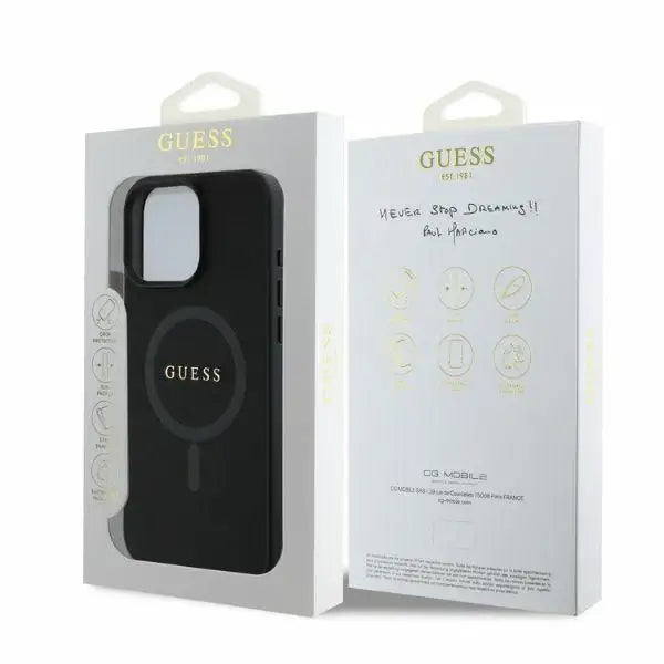 Guess Saffiano Classic Logo MagSafe iPhone 16 Pro Case - Black - Cell phone cases and covers<<<HurtelXML