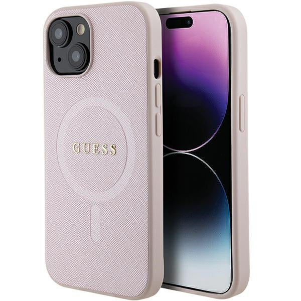 Guess Saffiano MagSafe case for iPhone 15 Plus - pink - Cell phone cases and covers<<<HurtelXML