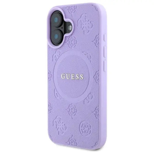 Guess Saffiano Peony Classic Logo MagSafe iPhone 16 Case - Purple - Cell phone cases and covers<<<HurtelXML