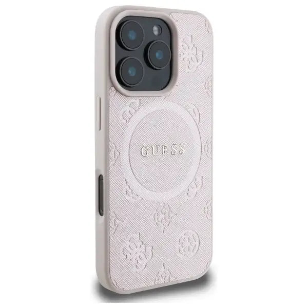 Guess Saffiano Peony Classic Logo MagSafe iPhone 16 Pro Max Case - Pink - Cell phone cases and covers<<<HurtelXML