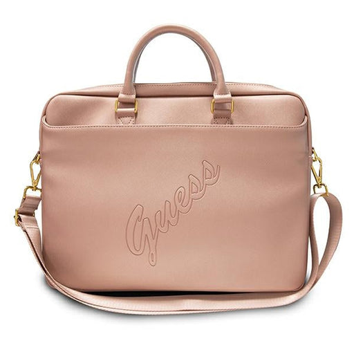 Guess Saffiano Script 16’’ Laptop Bag - Pink - Laptop bags<<<HurtelXML