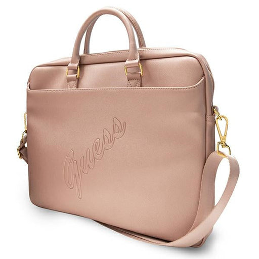 Guess Saffiano Script 16’’ Laptop Bag - Pink - Laptop bags<<<HurtelXML