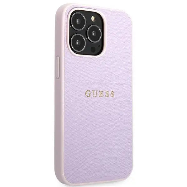 Guess Saffiano Stripe iPhone 13 Pro Max Case - Purple - Cell phone cases and covers<<<HurtelXML