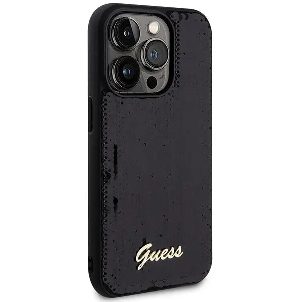 Guess Sequin Script Metal case for iPhone 13 Pro / 13 - black - Cell phone cases and covers<<<HurtelXML