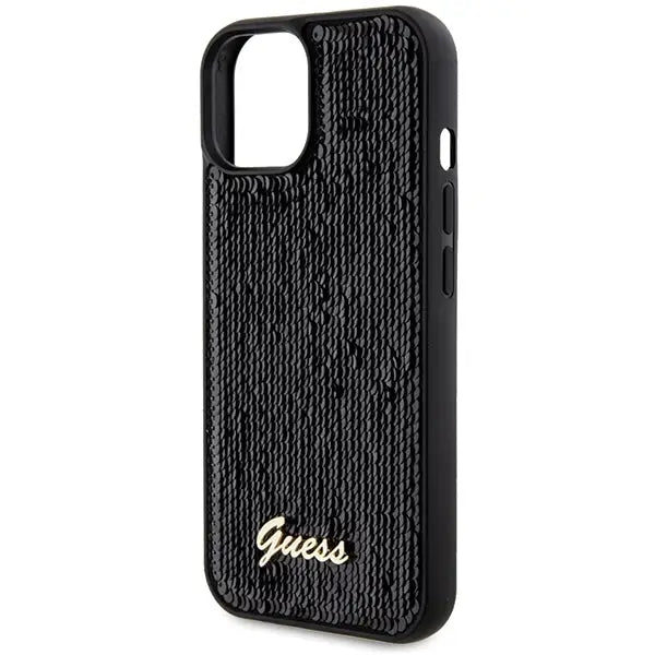 Guess Sequin Script Metal case for iPhone 14 / 15 / 13 - black - Cell phone cases and covers<<<HurtelXML