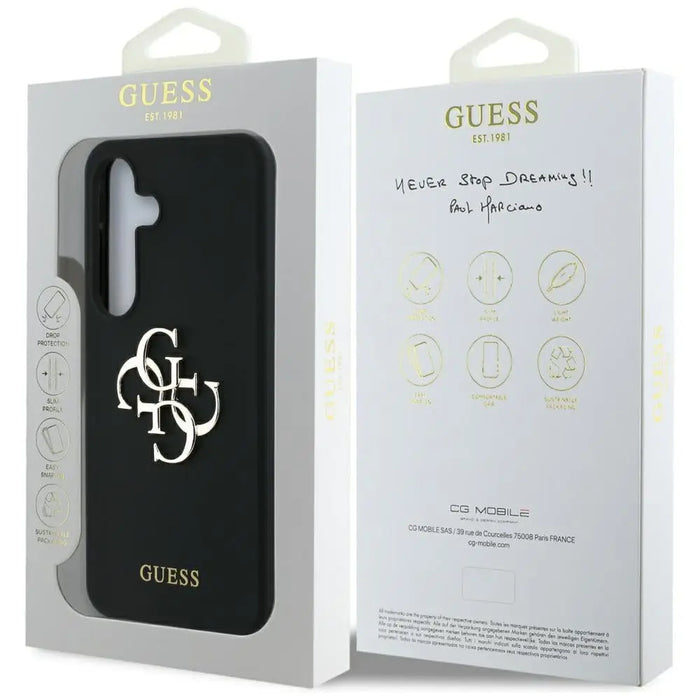 Guess Silicone Big 4G Logo Bottom Script case for Samsung Galaxy S25 - black - Cell phone cases and covers<<<HurtelXML