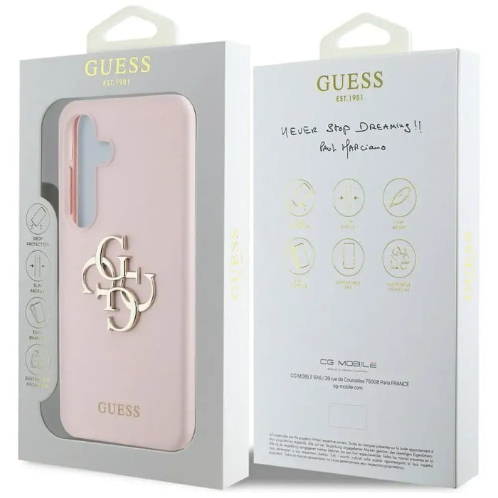 Guess Silicone Big 4G Logo Bottom Script Case for Samsung Galaxy S25 - Pink - Cell phone cases and covers<<<HurtelXML