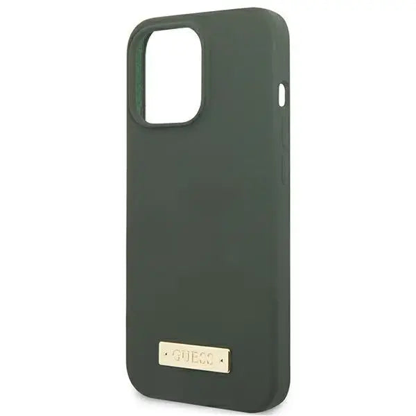 Guess Silicone Logo Plate MagSafe case for iPhone 13 Pro / iPhone 13 - green - Cell phone cases and covers<<<HurtelXML