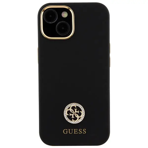 Guess Silicone Logo Strass 4G Case for iPhone 15 - Black - Cell phone cases and covers<<<HurtelXML