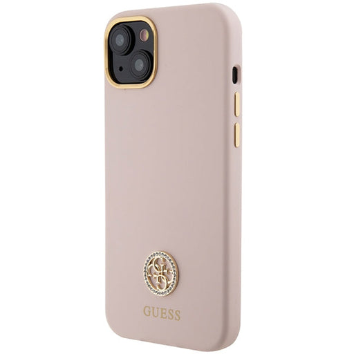 Guess Silicone Logo Strass 4G case for iPhone 15 - light pink - Cell phone cases and covers<<<HurtelXML