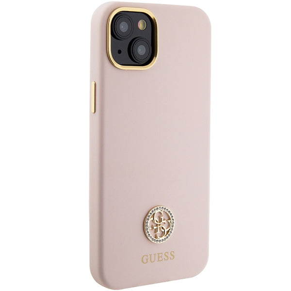 Guess Silicone Logo Strass 4G case for iPhone 15 - light pink - Cell phone cases and covers<<<HurtelXML