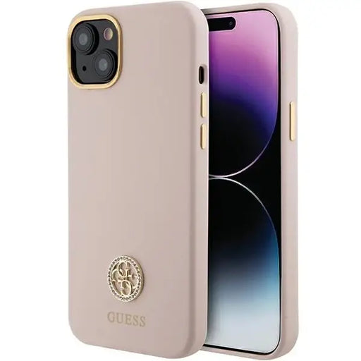 Guess Silicone Logo Strass 4G Case for iPhone 15 Plus / 14 Plus - Light Pink - Cell phone cases and covers<<<HurtelXML