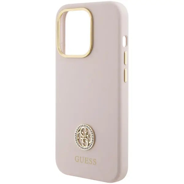 Guess Silicone Logo Strass 4G case for iPhone 15 Pro - light pink - Cell phone cases and covers<<<HurtelXML
