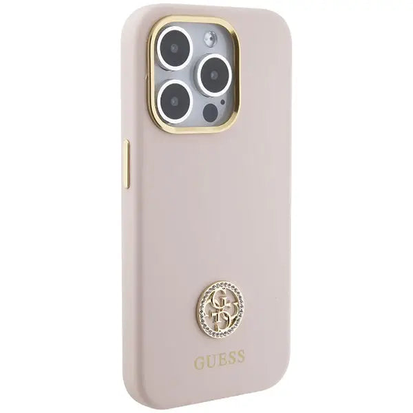 Guess Silicone Logo Strass 4G case for iPhone 15 Pro - light pink - Cell phone cases and covers<<<HurtelXML