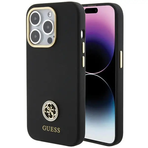 Guess Silicone Logo Strass 4G case for iPhone 15 Pro Max - black - Cell phone cases and covers<<<HurtelXML