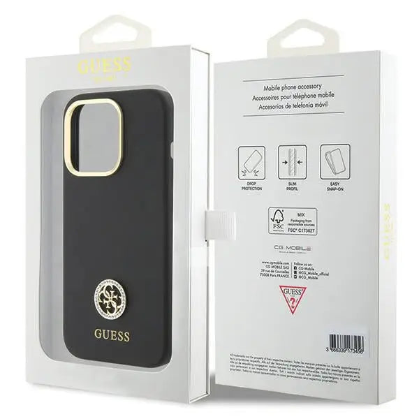 Guess Silicone Logo Strass 4G case for iPhone 15 Pro Max - black - Cell phone cases and covers<<<HurtelXML