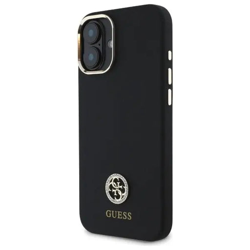 Guess Silicone Logo Strass 4G Case for iPhone 16 - Black - Cell phone cases and covers<<<HurtelXML