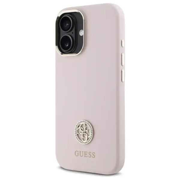 Guess Silicone Logo Strass 4G case for iPhone 16 - light pink - Cell phone cases and covers<<<HurtelXML