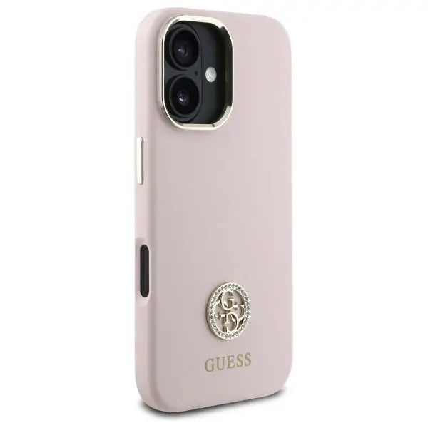 Guess Silicone Logo Strass 4G case for iPhone 16 - light pink - Cell phone cases and covers<<<HurtelXML