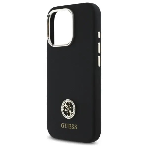 Guess Silicone Logo Strass 4G Case for iPhone 16 Pro Max - Black - Cell phone cases and covers<<<HurtelXML