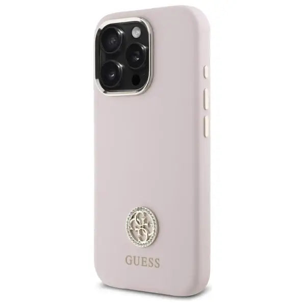 Guess Silicone Logo Strass 4G case for iPhone 16 Pro Max - light pink - Cell phone cases and covers<<<HurtelXML