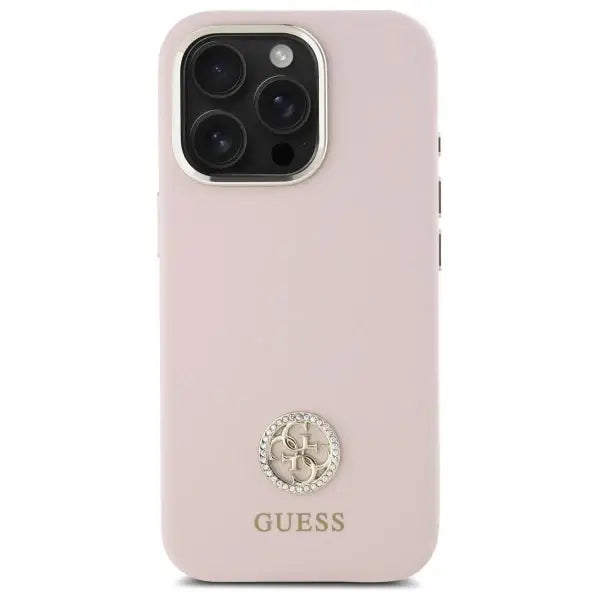Guess Silicone Logo Strass 4G case for iPhone 16 Pro Max - light pink - Cell phone cases and covers<<<HurtelXML