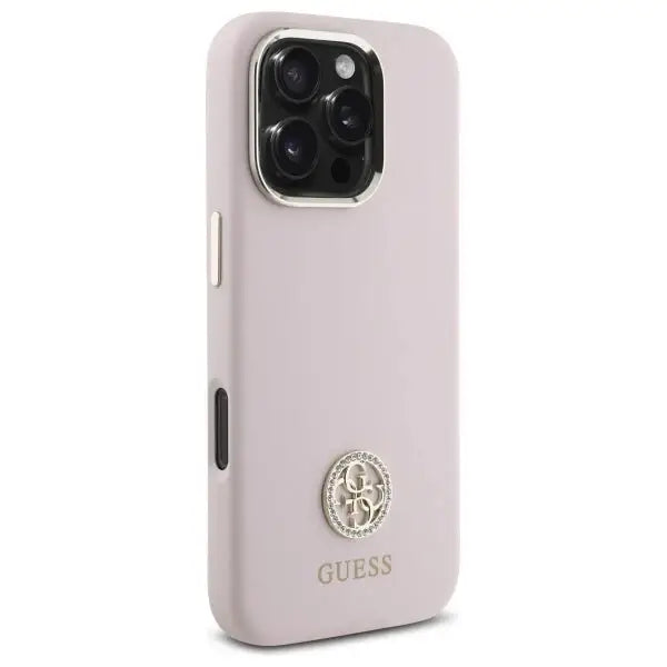 Guess Silicone Logo Strass 4G case for iPhone 16 Pro Max - light pink - Cell phone cases and covers<<<HurtelXML