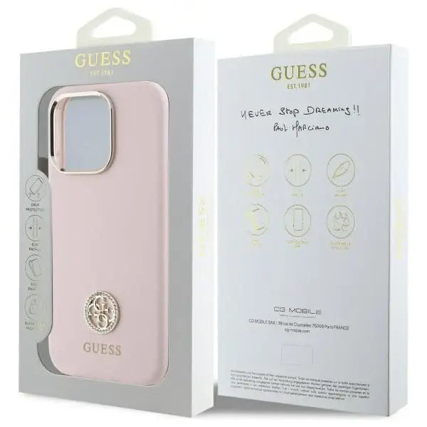 Guess Silicone Logo Strass 4G case for iPhone 16 Pro Max - light pink - Cell phone cases and covers<<<HurtelXML