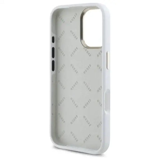 Guess Silicone Logo Strass 4G Case for iPhone 16 - White - Cell phone cases and covers<<<HurtelXML