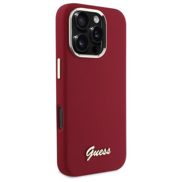 Guess Silicone Script Metal Logo iPhone 16 Pro Case - Pink - Cell phone cases and covers<<<HurtelXML