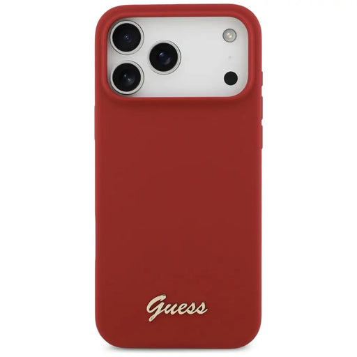 Guess Silicone Script Metal Logo MagSafe Case for iPhone 17 Pro Max - Red - Cell phone cases and covers<<<HurtelXML