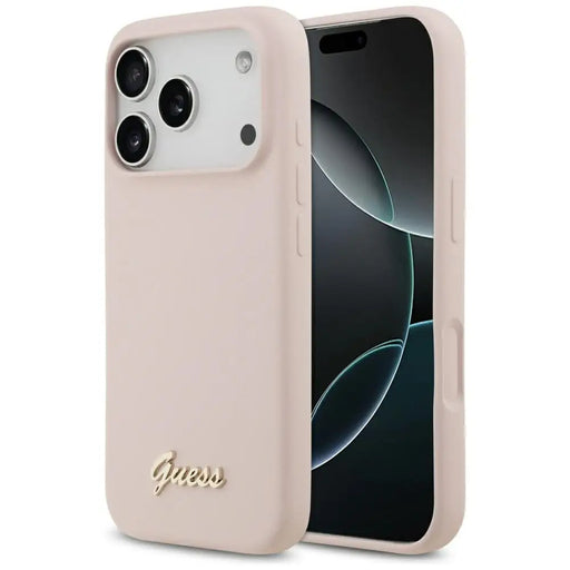 Guess Silicone Script Metal Logo MagSafe Case for iPhone 17 Pro - Pink - Cell phone cases and covers<<<HurtelXML