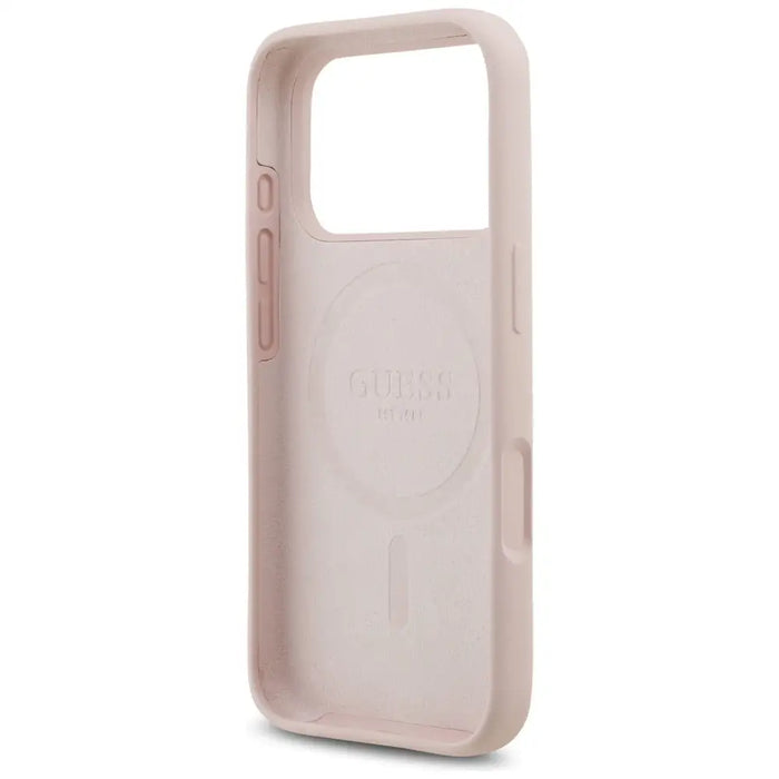 Guess Silicone Script Metal Logo MagSafe Case for iPhone 17 Pro - Pink - Cell phone cases and covers<<<HurtelXML