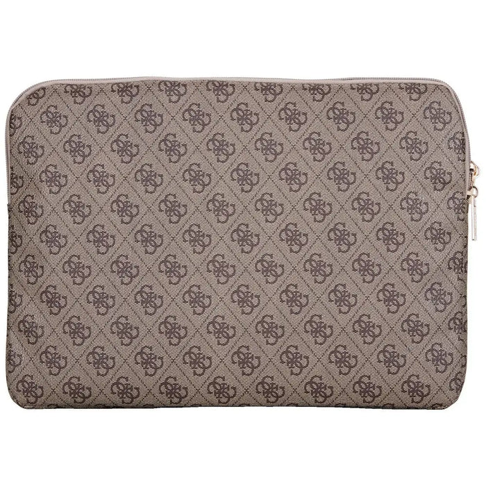 Guess Sleeve 4G Zipper Pocket Triangle Logo 14’’ Laptop Bag - Brown - Laptop bags<<<HurtelXML