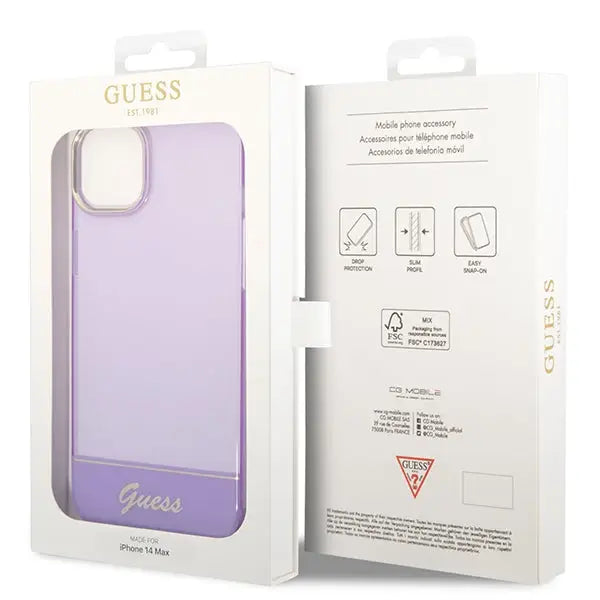 Guess Translucent iPhone 14 6.1’’ Case - Purple - Cell phone cases and covers<<<HurtelXML